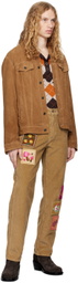 Anna Sui SSENSE Exclusive Brown Embroidered Velveteen Trousers