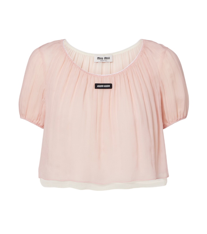 Photo: Miu Miu Layered silk chiffon crop top