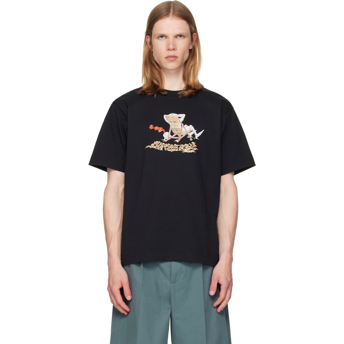 Burberry Black Beach Knight Cotton T-shirt