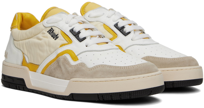 Yellow Racing Shoes Rhude White & Yellow Racing Sneakers Rhude