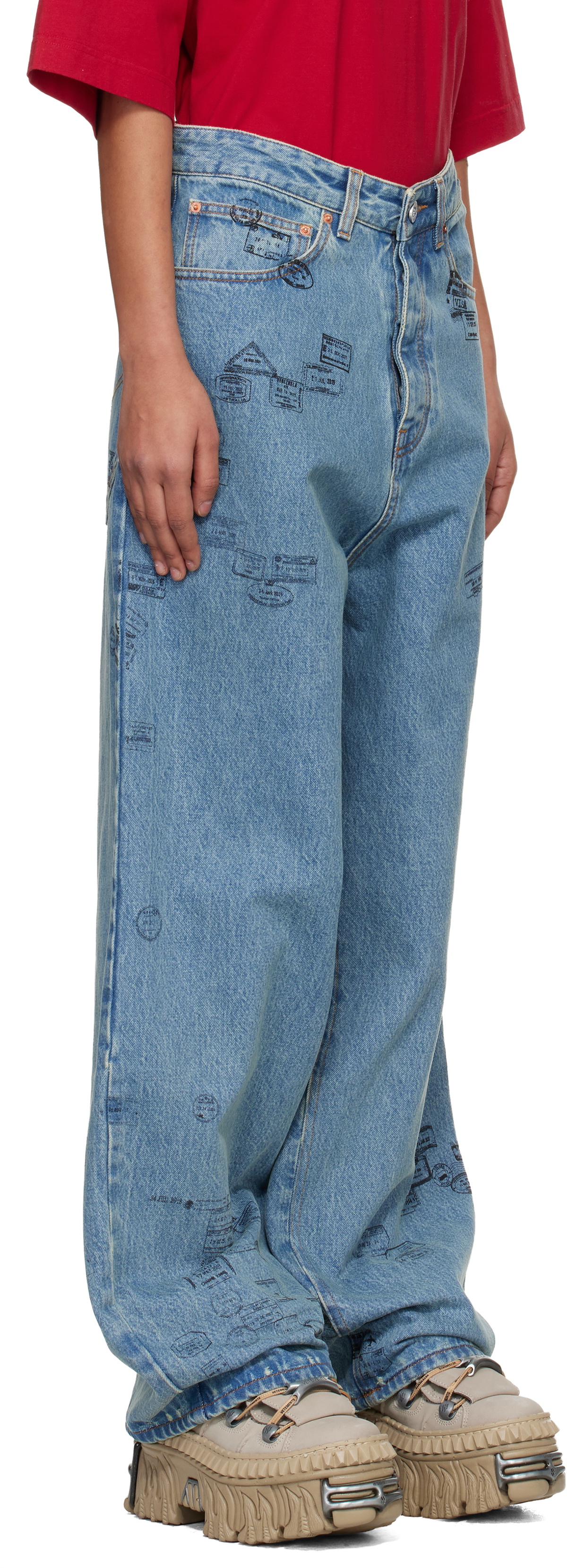 VETEMENTS Blue Passport Stamps Jeans