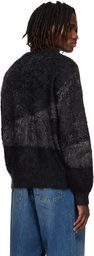 YOKE Black & Gray Abstract Jacquard Mohair Sweater