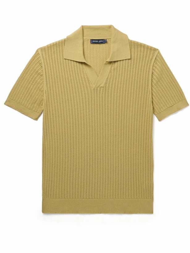 Photo: Frescobol Carioca - Rino Ribbed Cotton Polo Shirt - Yellow
