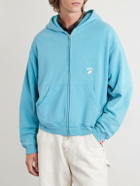 Cherry Los Angeles - Logo-Embroidered Paint-Splattered Cotton-Jersey Zip-Up Hoodie - Blue