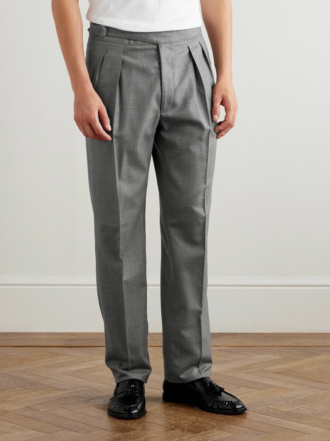 Ralph Lauren Purple label - Gregory tAPERED Pleated Worsted Wool-Flannel Trousers - Gray