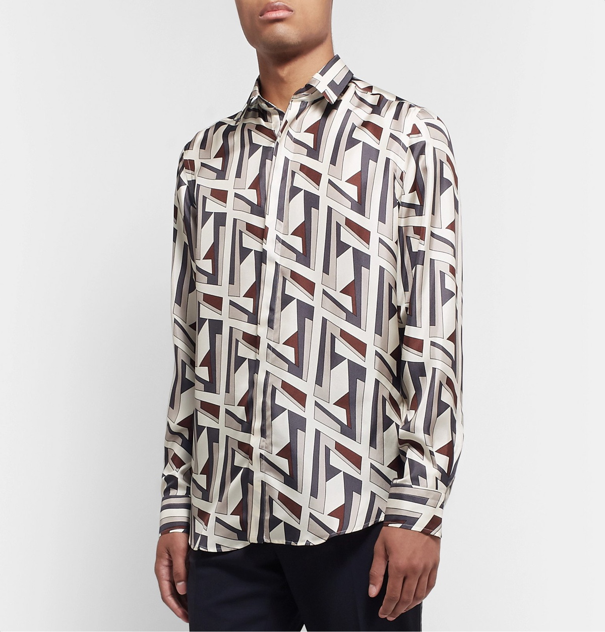 Louis Vuitton Brown Monogram Silk Twill Shirt