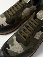 Valentino Garavani - Rockrunner Suede and Leather-Trimmed Camouflage Jacquard-Knit Sneakers - Green