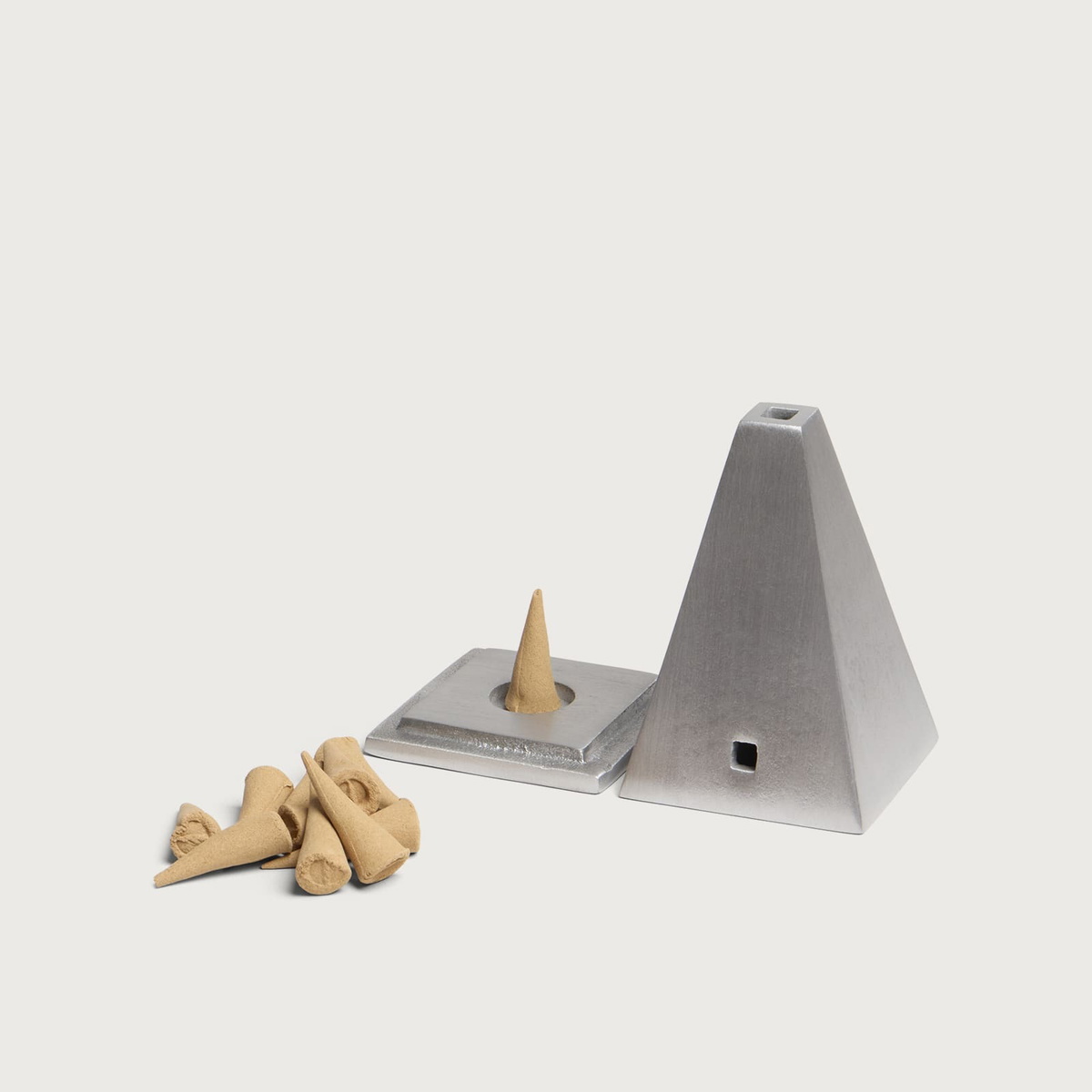 ferm LIVING Pyra Incense Burner - Cone in Brushed Aluminium