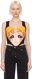 Pushbutton Black & Yellow Crying Girl Heart Neck Sleeveless Top