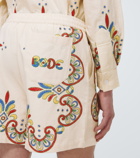 Bode - Carnival embroidered cotton shorts