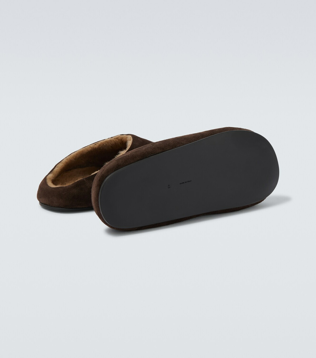 The Row Hudson shearling-lined suede mules