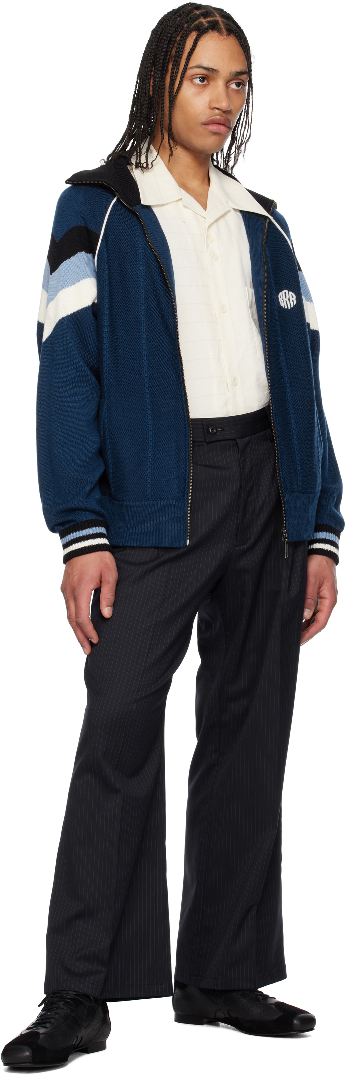 RICE NINE TEN Blue Knitting Track Jacket