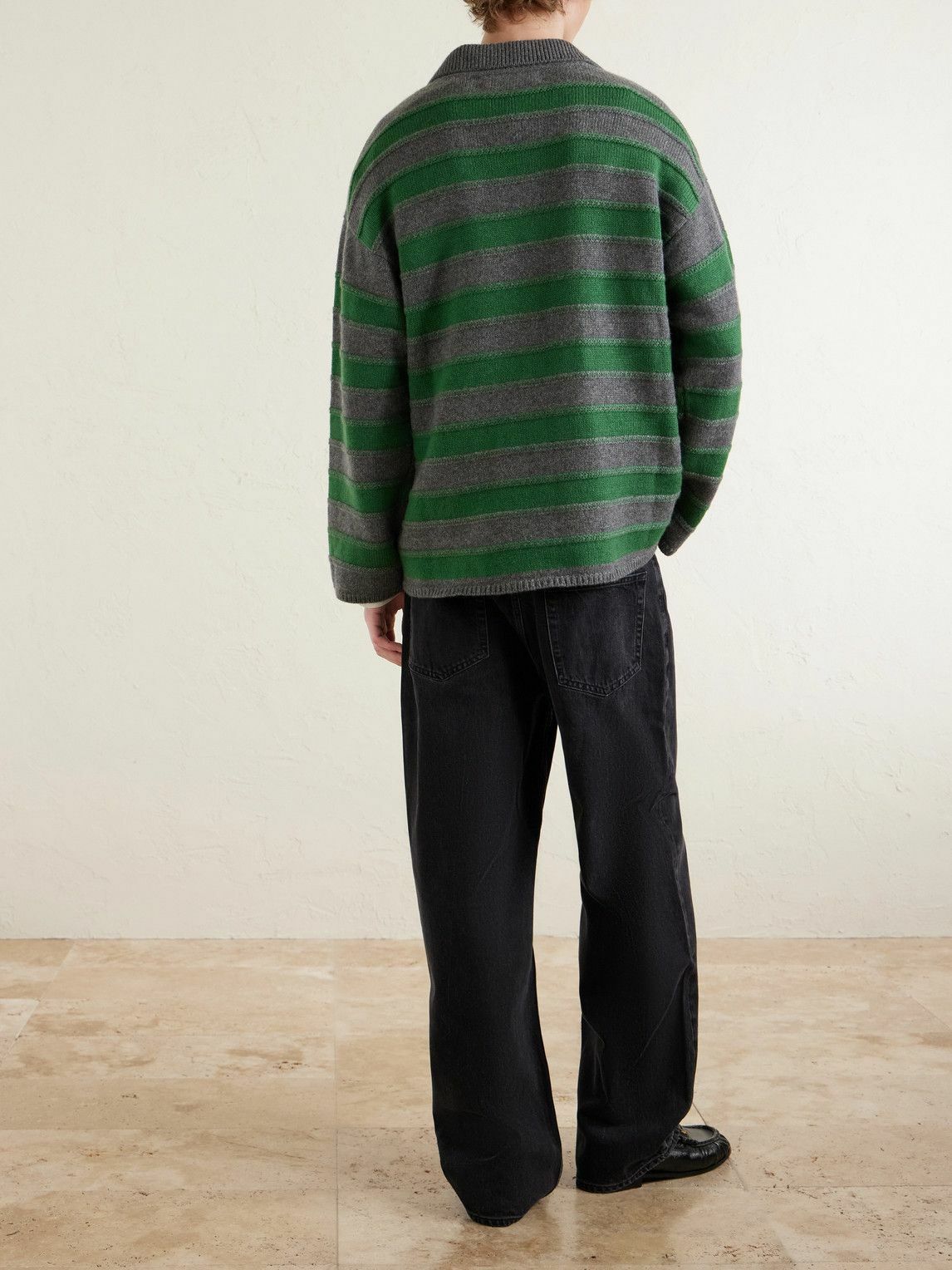 The Elder Statesman - Dume Striped Polo Shirt - Green