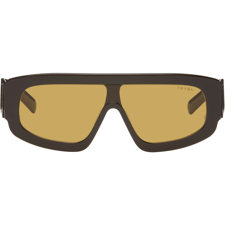 Photo: Prada Eyewear Brown Shield-Style Sunglasses