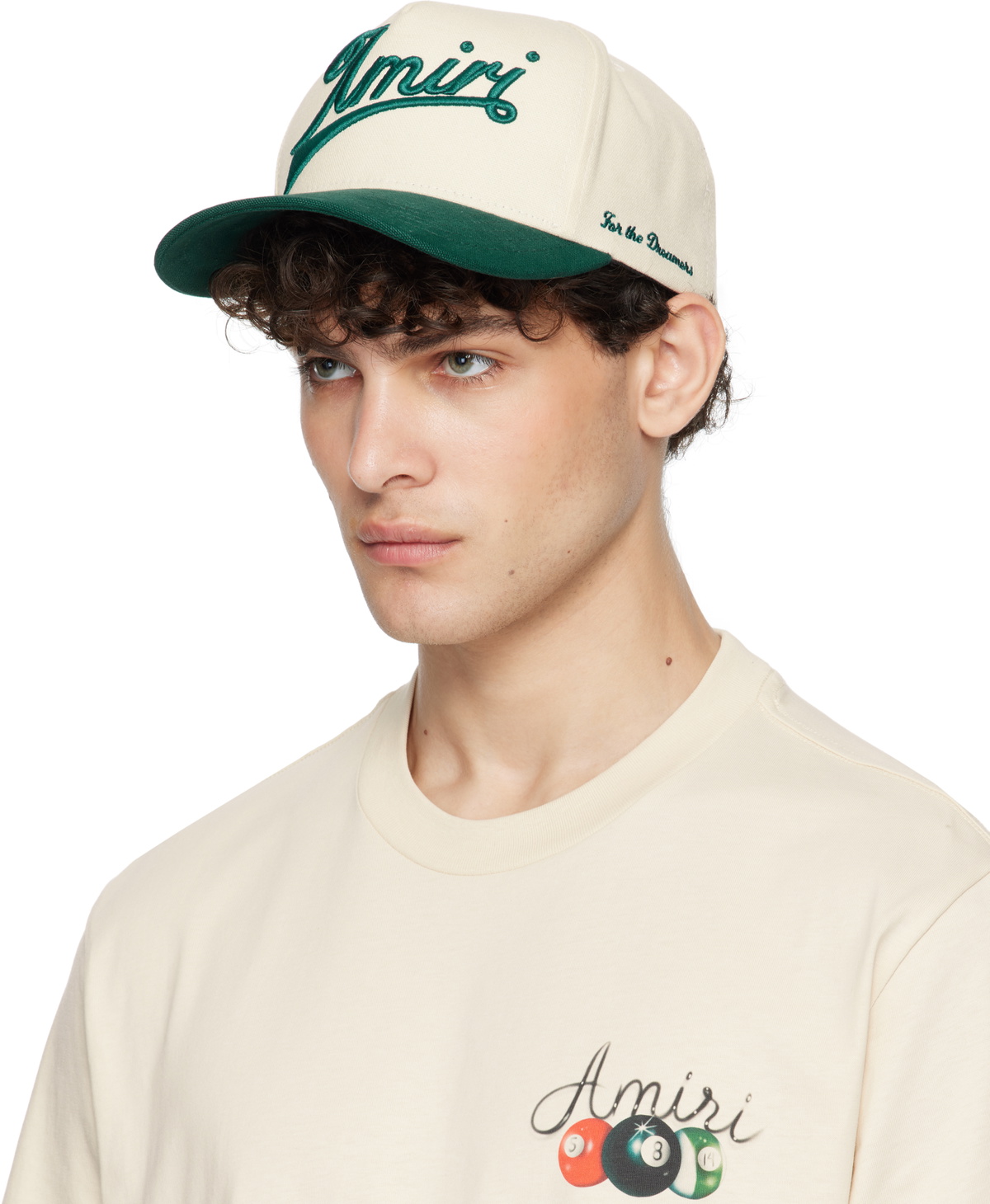 AMIRI Off-White & Green 'Amiri' Two Tone Canvas Cap Amiri