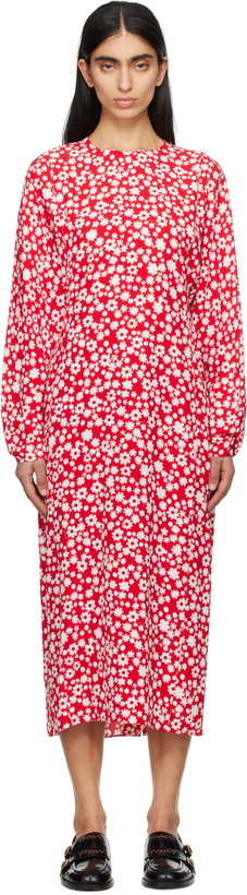 Photo: Marni Red Pop Fields Midi Dress