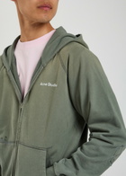 Acne Studios Logo Hooded Zip-through Cotton Sweatshirt Grey