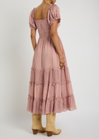 Free People Falling Sun Panelled Cotton Midi Dress Mauve