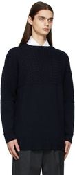 Maison Margiela Navy Cable Knit Sweater