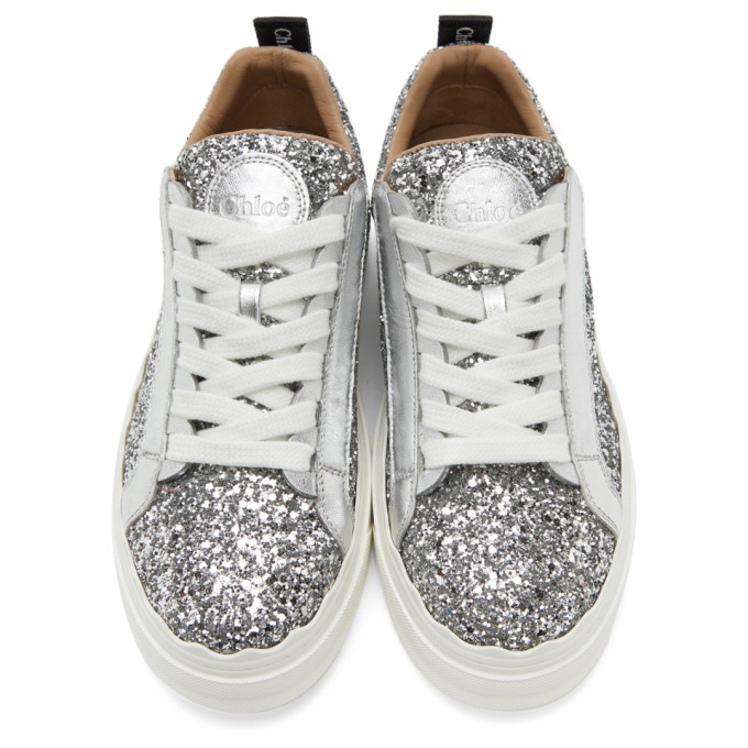 Chloe Silver Glitter Lauren Sneakers