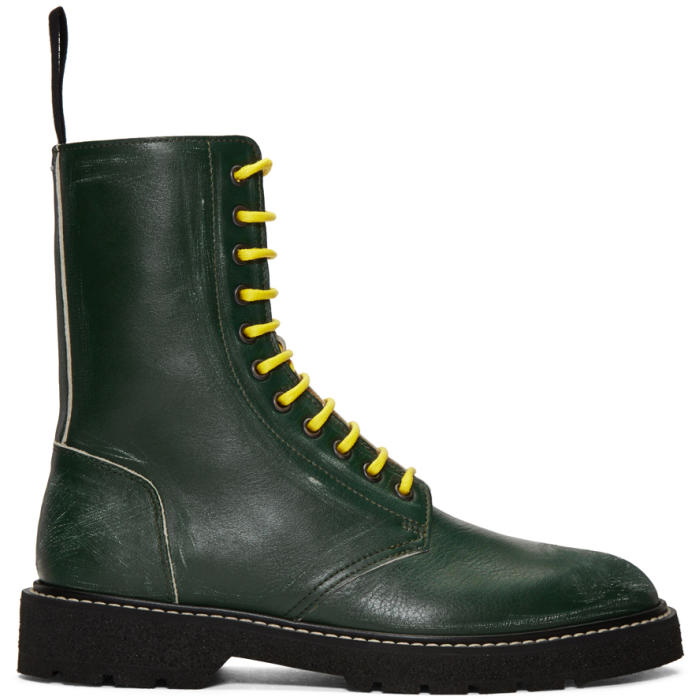Photo: Maison Margiela Green Leather Distressed Boots
