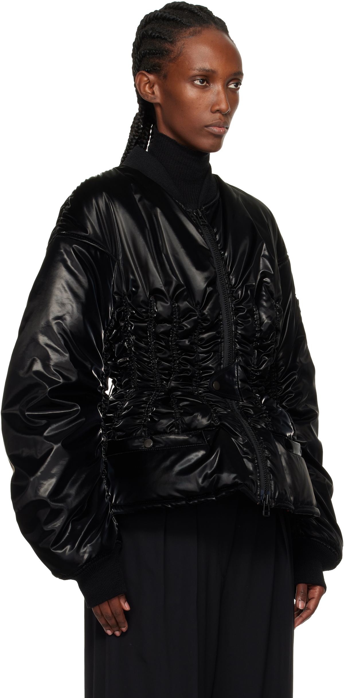 Junya Watanabe Black Cinched Bomber Jacket