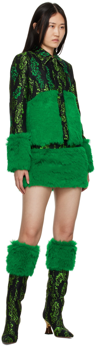 SHUTING QIU Black & Green Floral Jacket