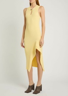 Stella Mccartney Ribbed Cotton Midi Dress Yellow