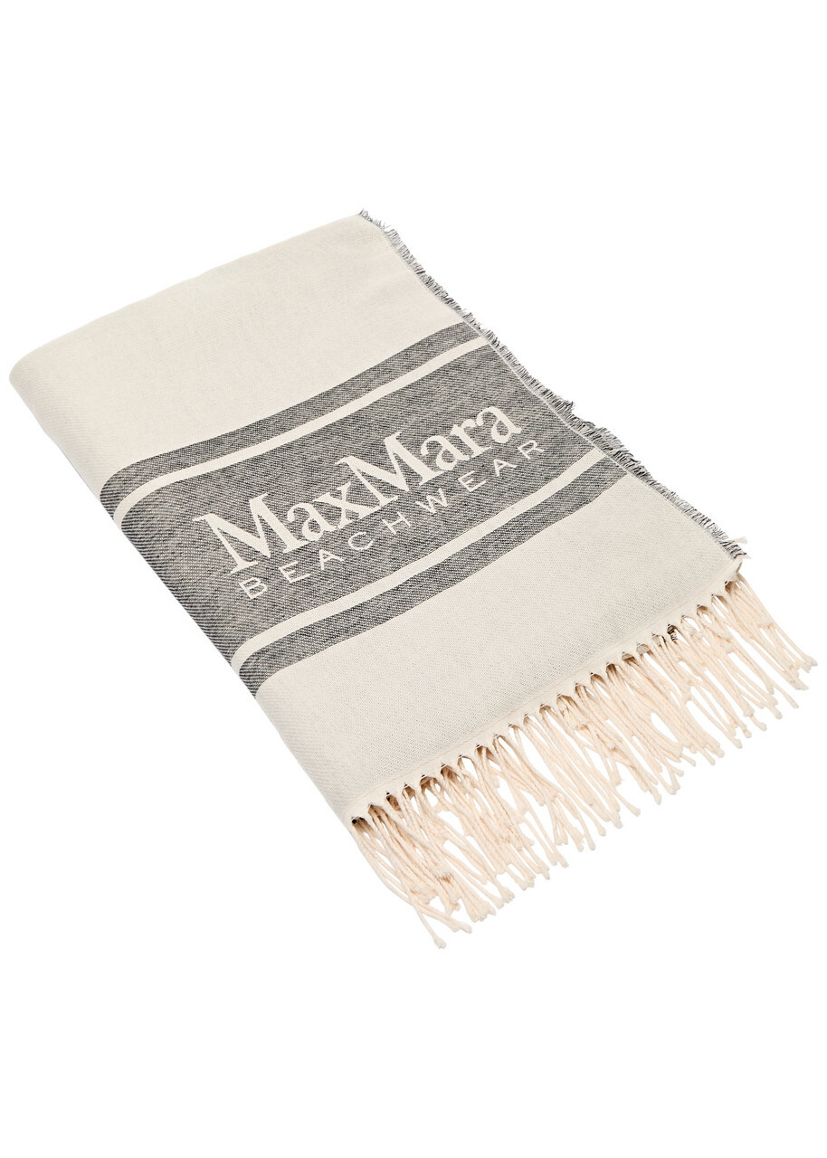 Max Mara Beachwear Logo-jacquard Fringed Cotton Towel