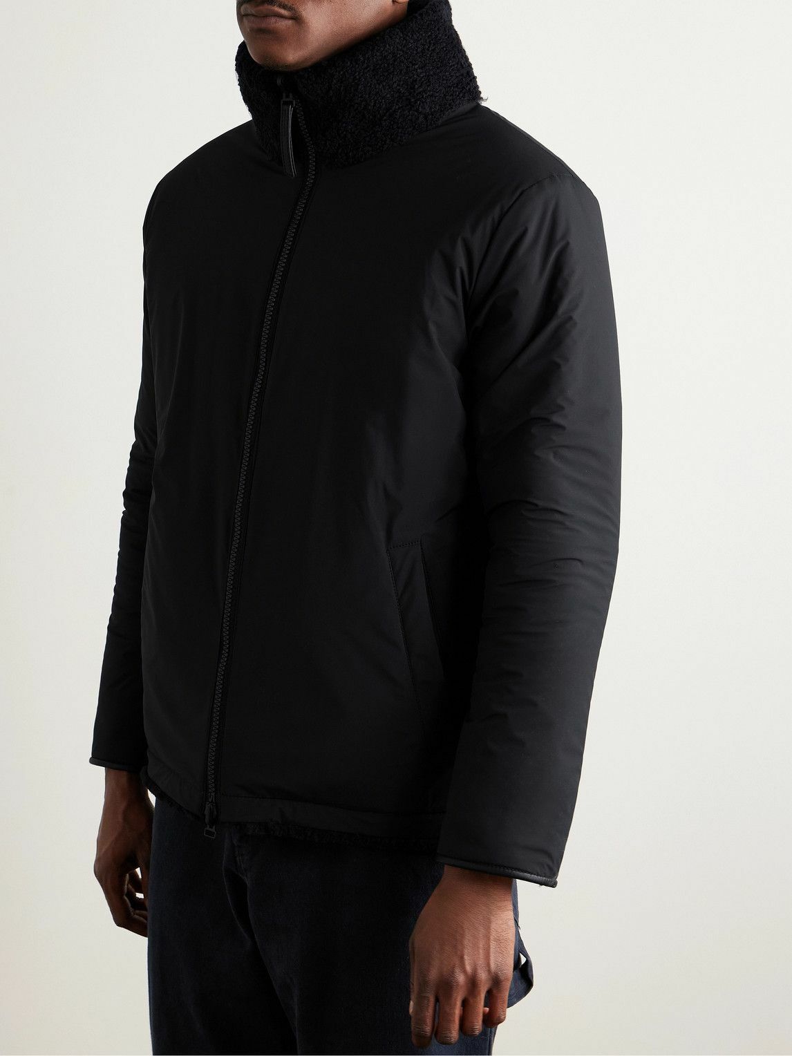 Yves Salomon - Reversible Leather-Trimmed Shearling and Shell Jacket - Black