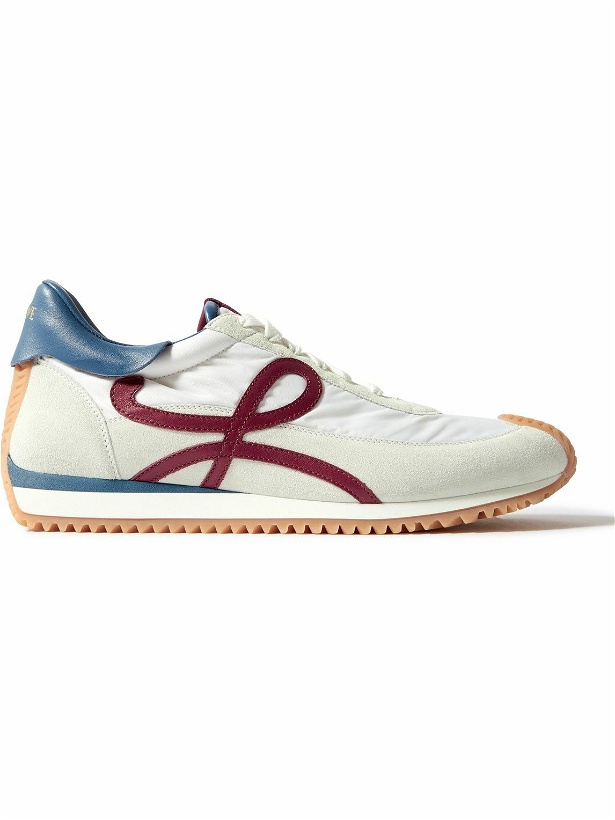 Photo: LOEWE - Flow Runner Leather-Trimmed Suede and Shell Sneakers - White