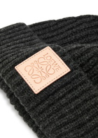 Loewe Logo Ribbed Cashmere Beanie - Black - One Size