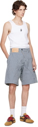 JW Anderson White & Navy Twisted Workwear Shorts