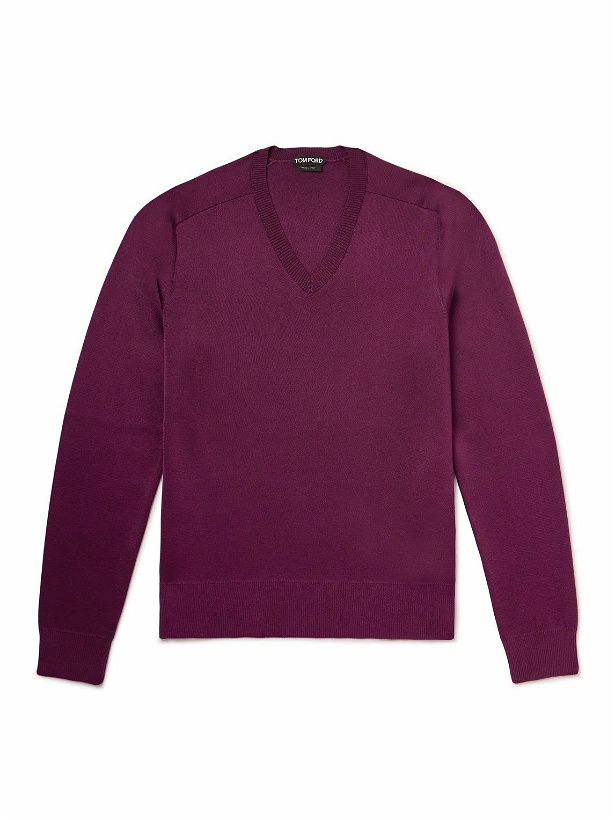 Photo: TOM FORD - Slim-Fit Silk-Blend Sweater - Purple