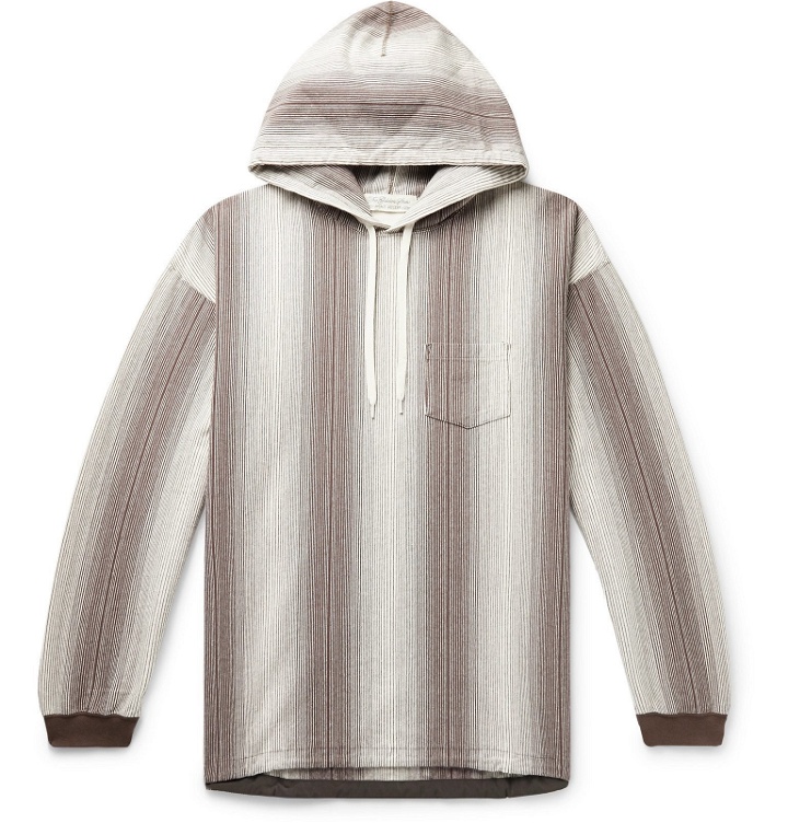 Photo: Remi Relief - Striped Cotton-Jersey Hoodie - Brown