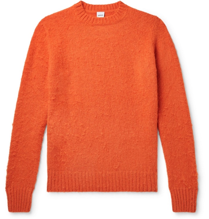 Photo: Aspesi - Brushed Shetland Wool Sweater - Orange
