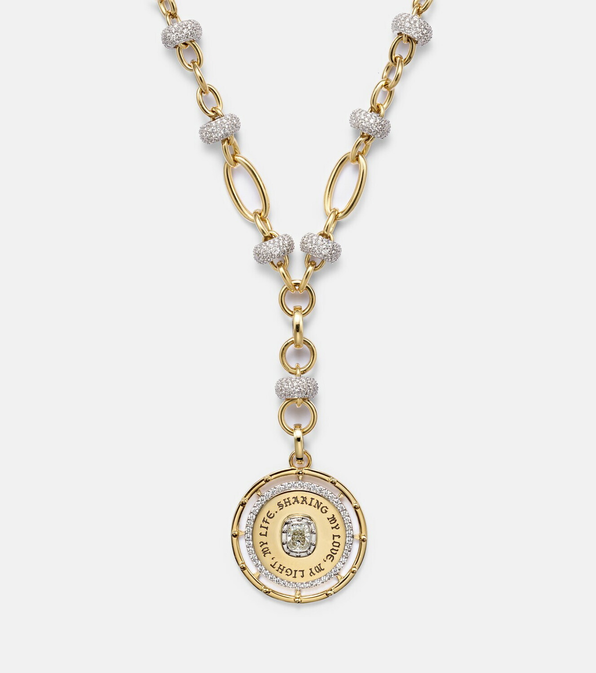 FoundRae Lovestruck Commitment 18kt gold pendant necklace with diamonds