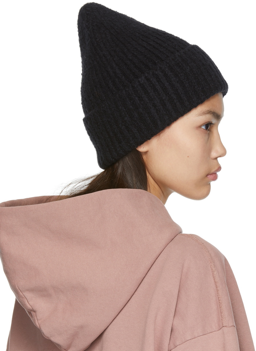 Acne Rib Knit Beanie Hat Black Ribbed Wool Beanie Rib Knit Beanie