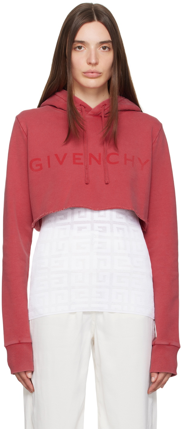 Givenchy Red Cropped Hoodie Givenchy