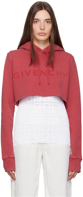 Photo: Givenchy Red Cropped Hoodie