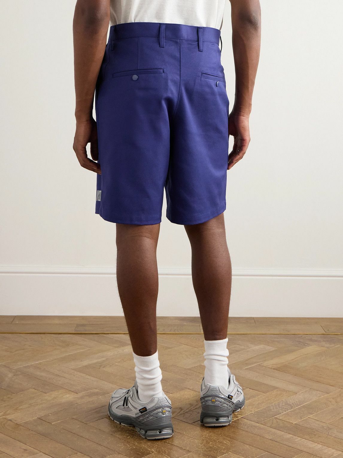 WTAPS - Straight-Leg Pleated Cotton-Twill Shorts - Blue