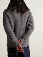 Howlin' - Loose Ends Ribbed Donegal Wool Zip-Up Cardigan - Gray