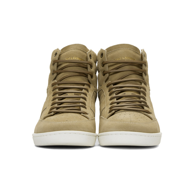 High- top beige suede YSL Saint Laurent Beige Suede SL/10 High-Top Sneakers Saint Laurent main image 2