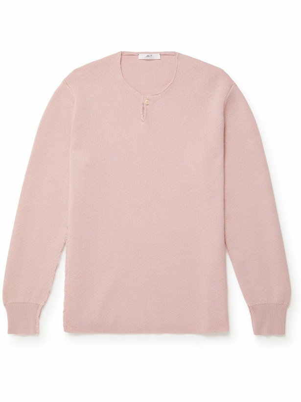 Photo: Mr P. - Ribbed Virgin Wool Henley Sweater - Pink