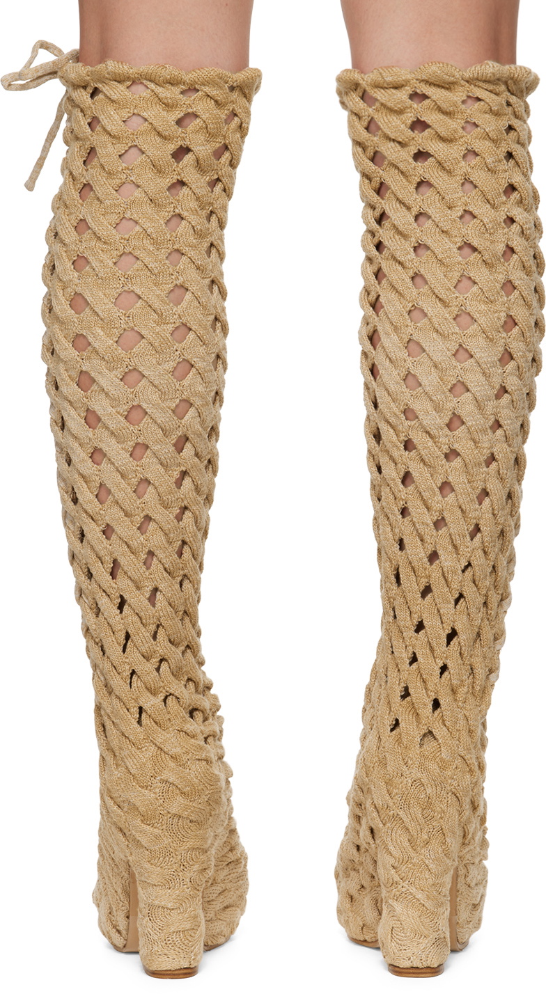 Isa Boulder SSENSE Exclusive Beige Spiral Cable Boots