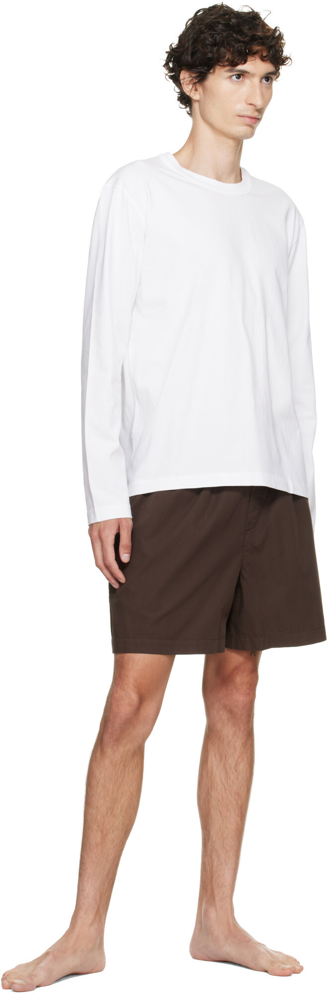 Tekla Brown Poplin Pyjama Shorts