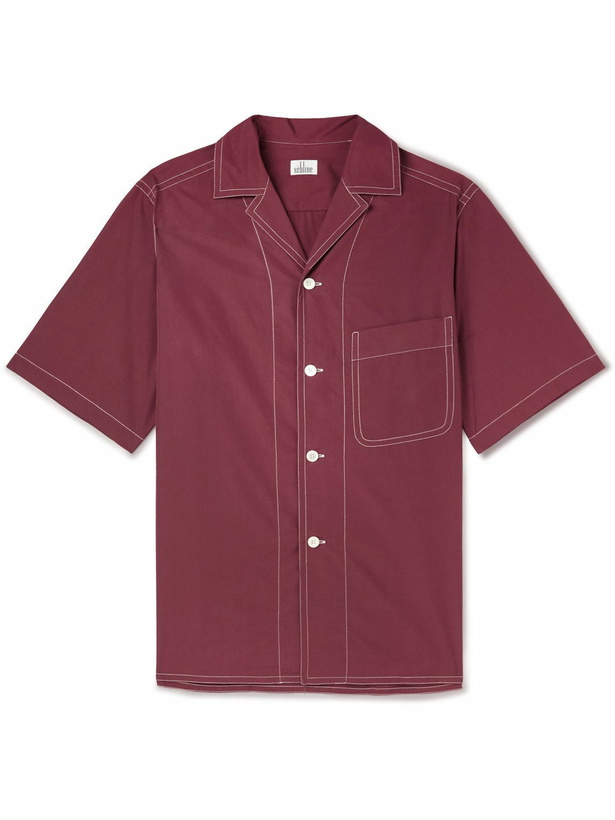 Photo: Sebline - Camp-Collar Cotton-Poplin Shirt - Red