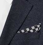 Massimo Alba - Checkerboard Printed Cotton Pocket Square - Black