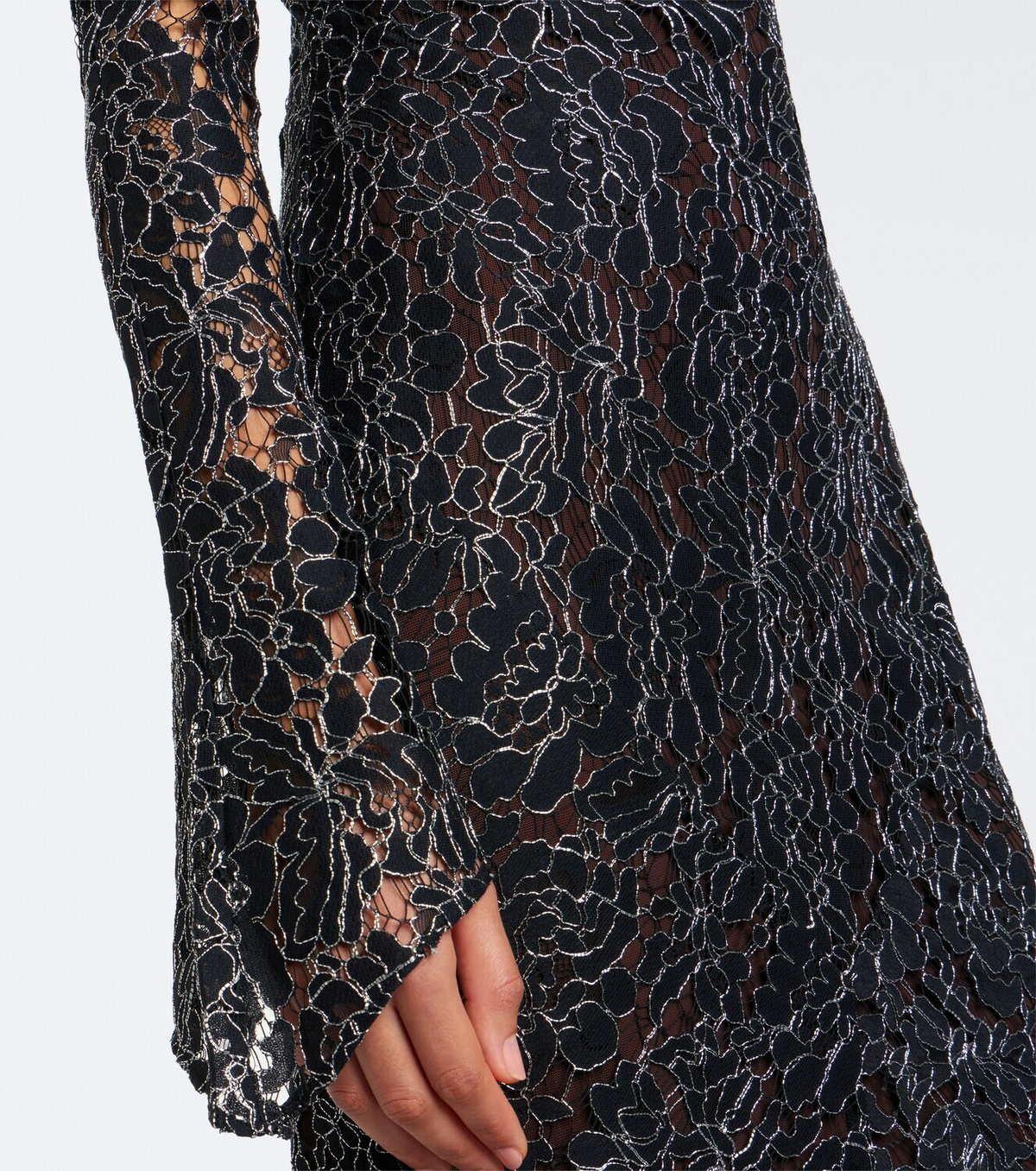 De La Vali Votiva lace lamé gown
