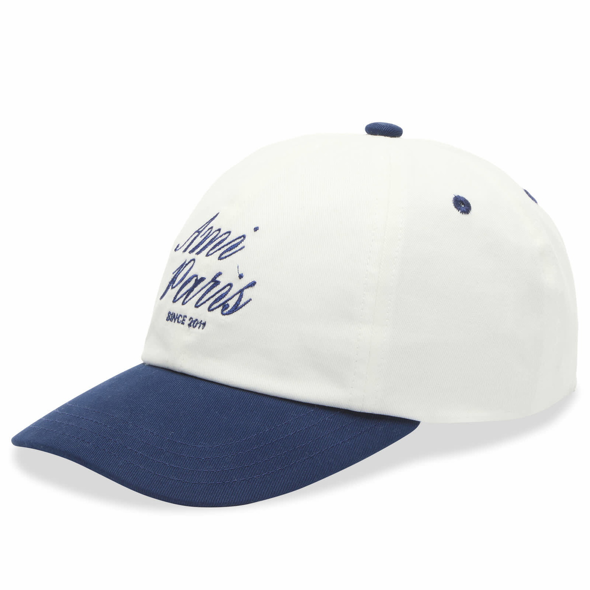 AMI Paris Men's Bicolor Cap in Encre/Blanc Creme AMI